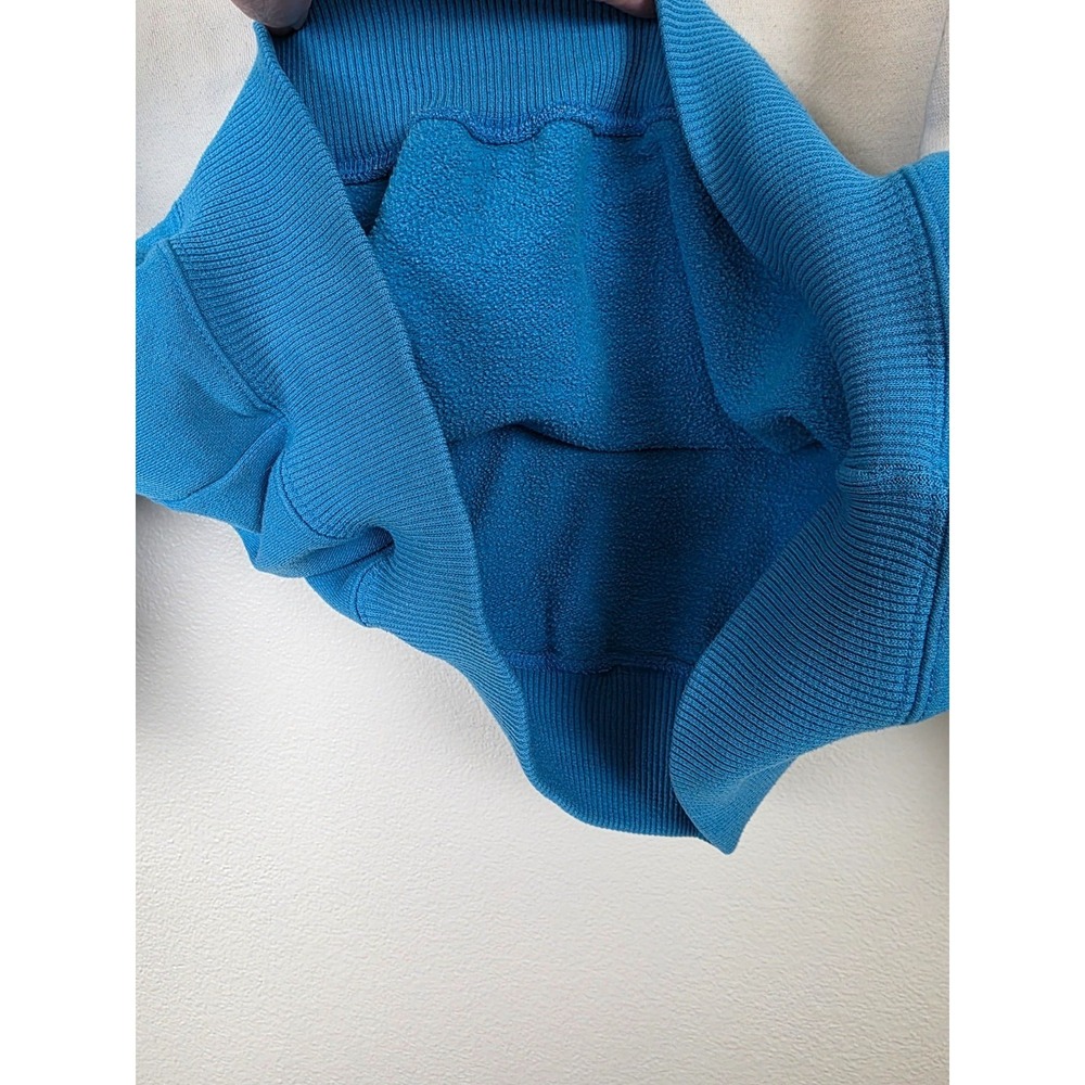 VTG 90s Cheetah Sweatshirt Unisex M Blue White Two Tone Button‎ Crew Neck Collar - Picture 3 of 11